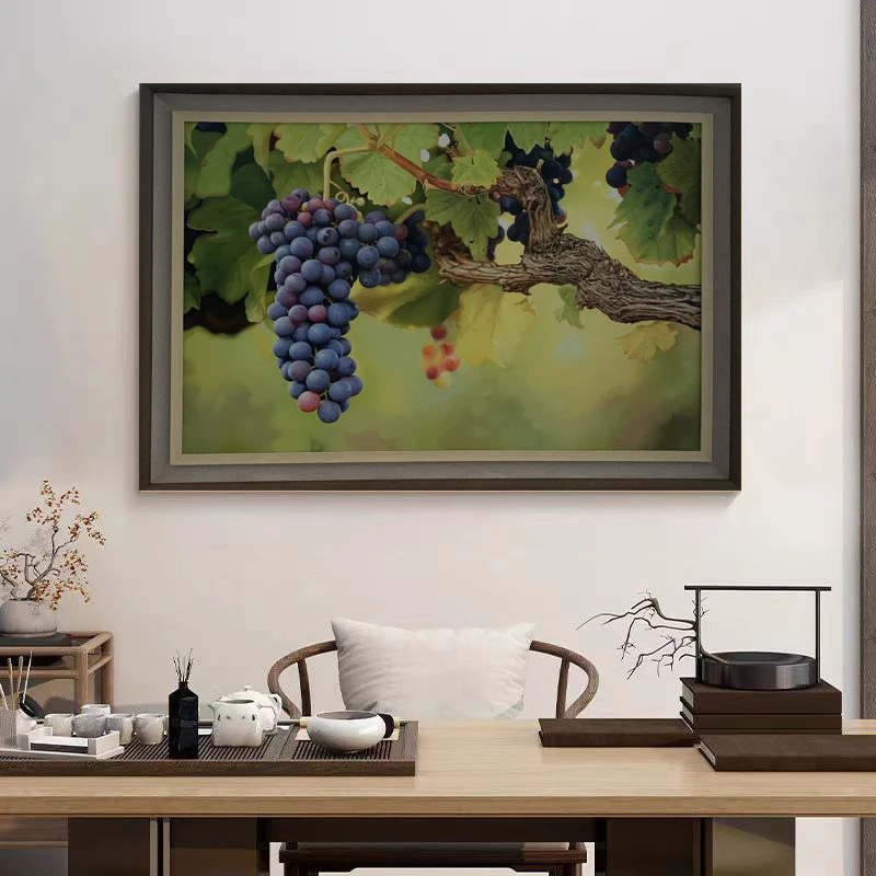 定金《葡藤凝紫》60*90含内框，刘春建手绘油画装饰画客厅背景墙挂画