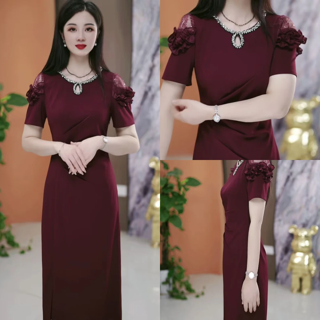 夏季时尚新款连衣裙2025夏季气质显瘦百搭收腰连衣裙YX25K1165款