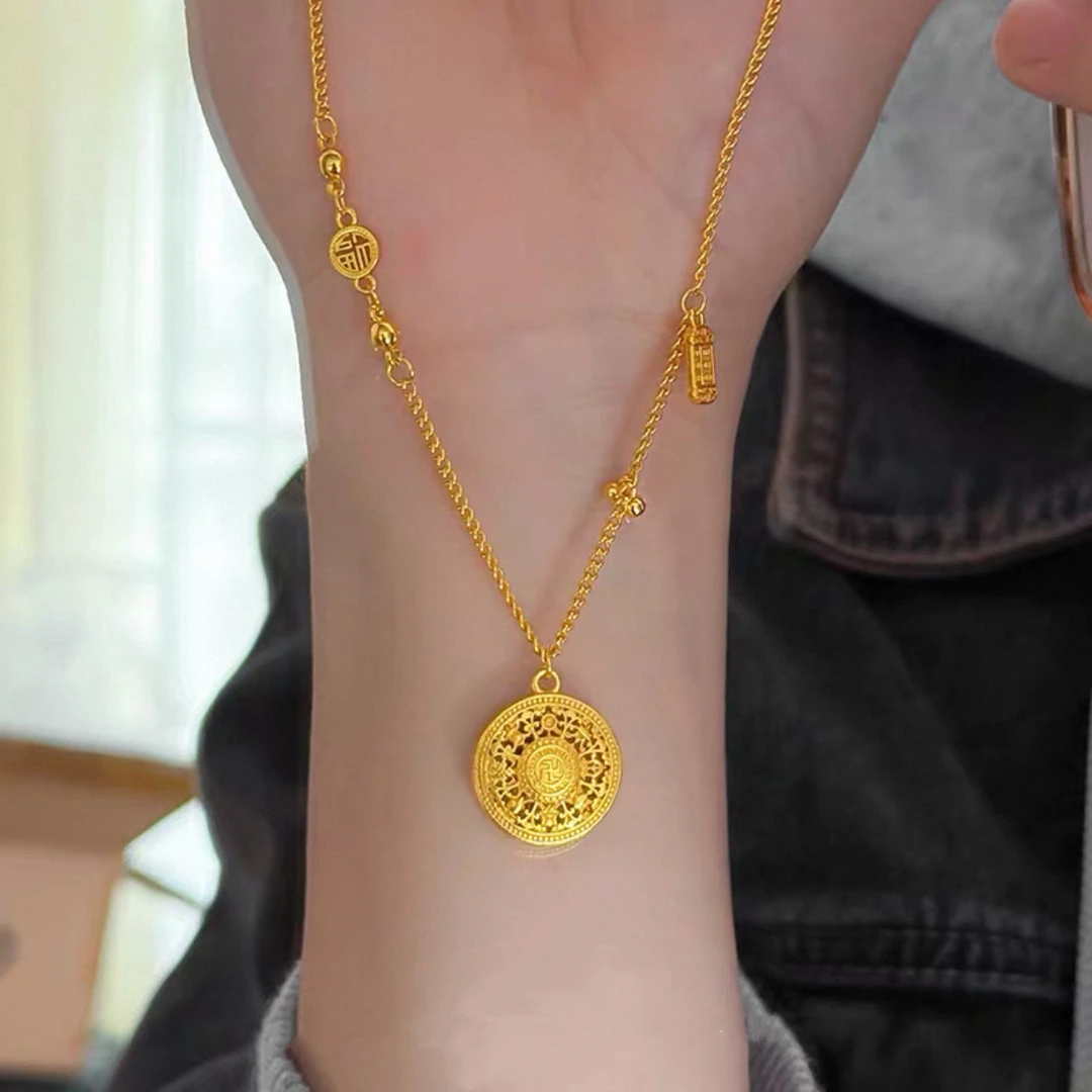 铜合金项链 20317铜合金新中式算盘福八宝罗盘毛衣项链（链长50）