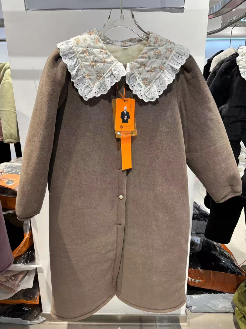 奥利绒环保设计师女士长袍可外穿时尚保暖加厚睡衣家居服