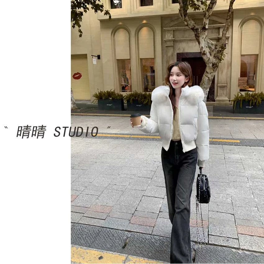 晴晴家-「皖绾君心」25年冬韩系百搭氛围感大毛领韩女外套523