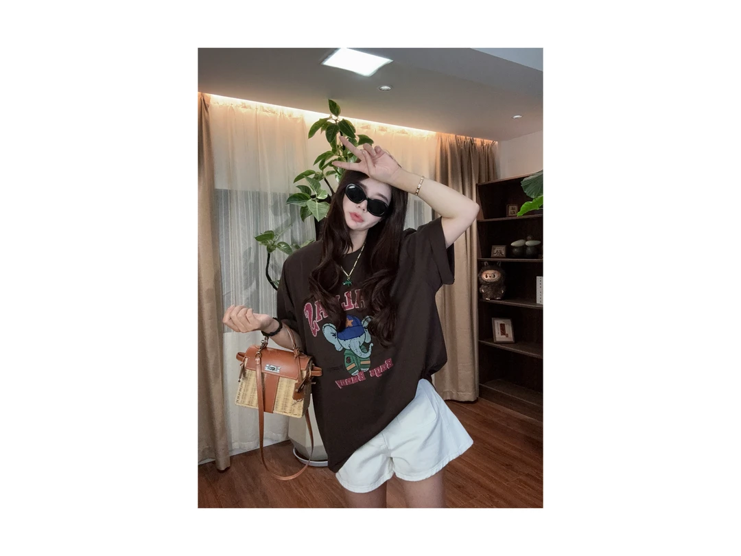 新款"象嘟嘟“T恤883#P02928新款活力常青藤百搭短袖