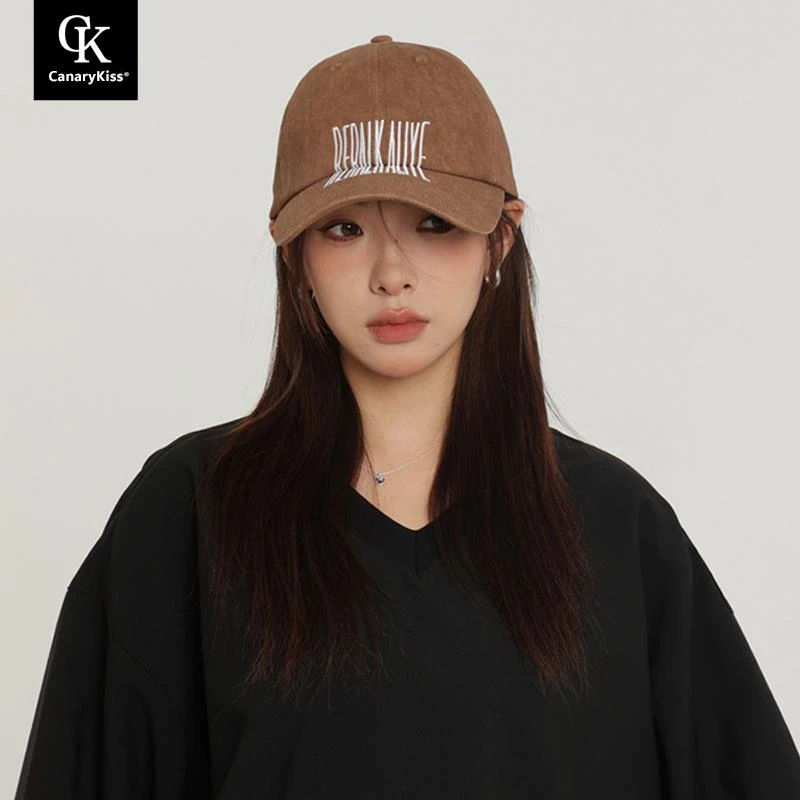 Canary Kiss韩国韩版ins字母棒球帽女秋季大头围显脸小遮阳鸭舌帽