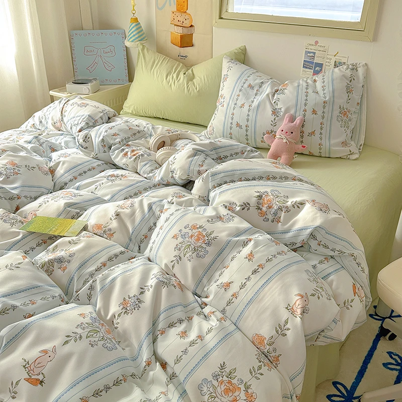 【超柔软 四季用】ins风水洗绵四件套亲肤透气三件套单双人被套通用