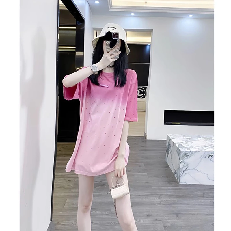 扎染短袖t恤女夏季2025新款流行时尚潮牌小众女装复古衣服上衣