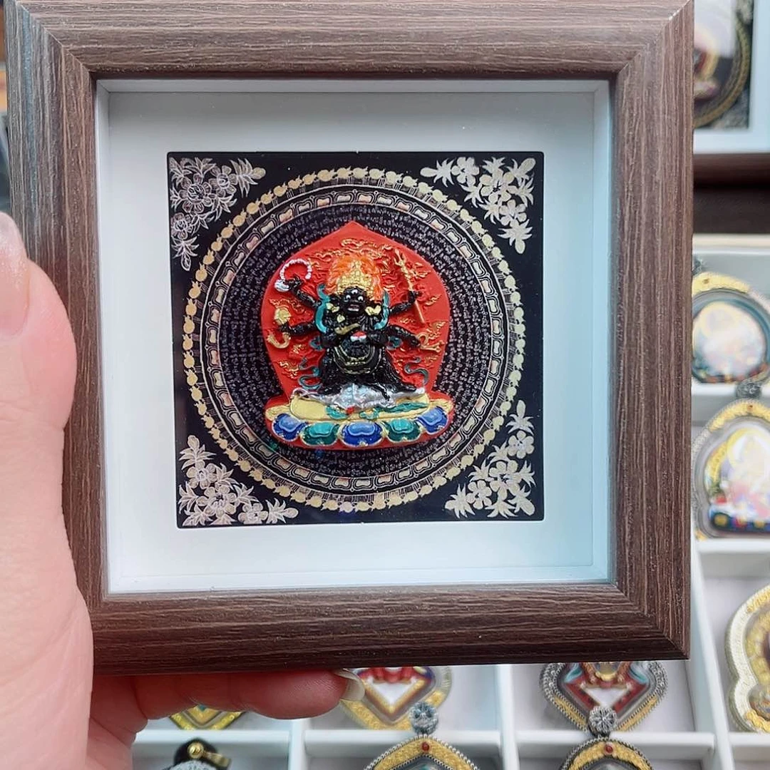 泥塑林**啊黄黑老爷大黑天三尊