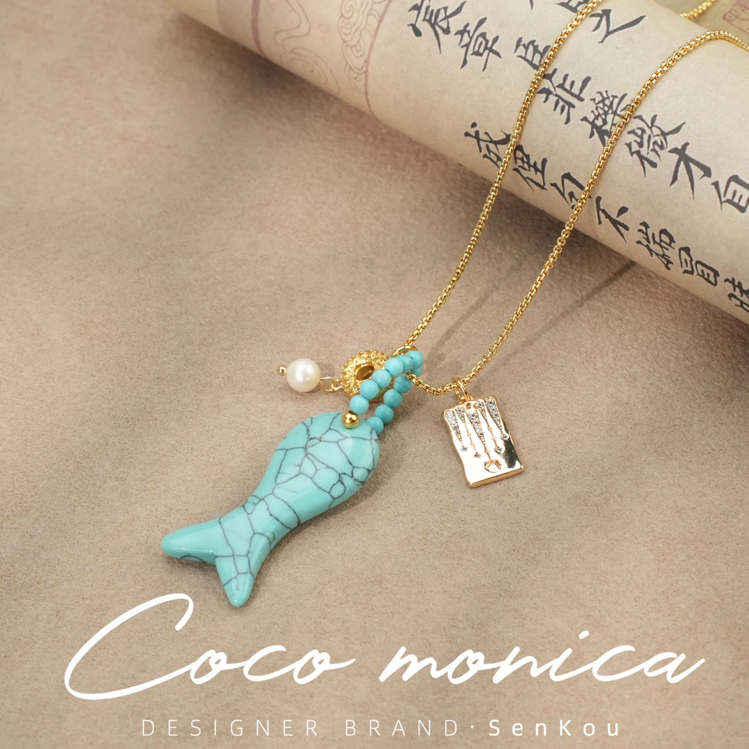 【小霞珠宝】小鱼项链素链链条简约珍珠项链项链时尚AD401