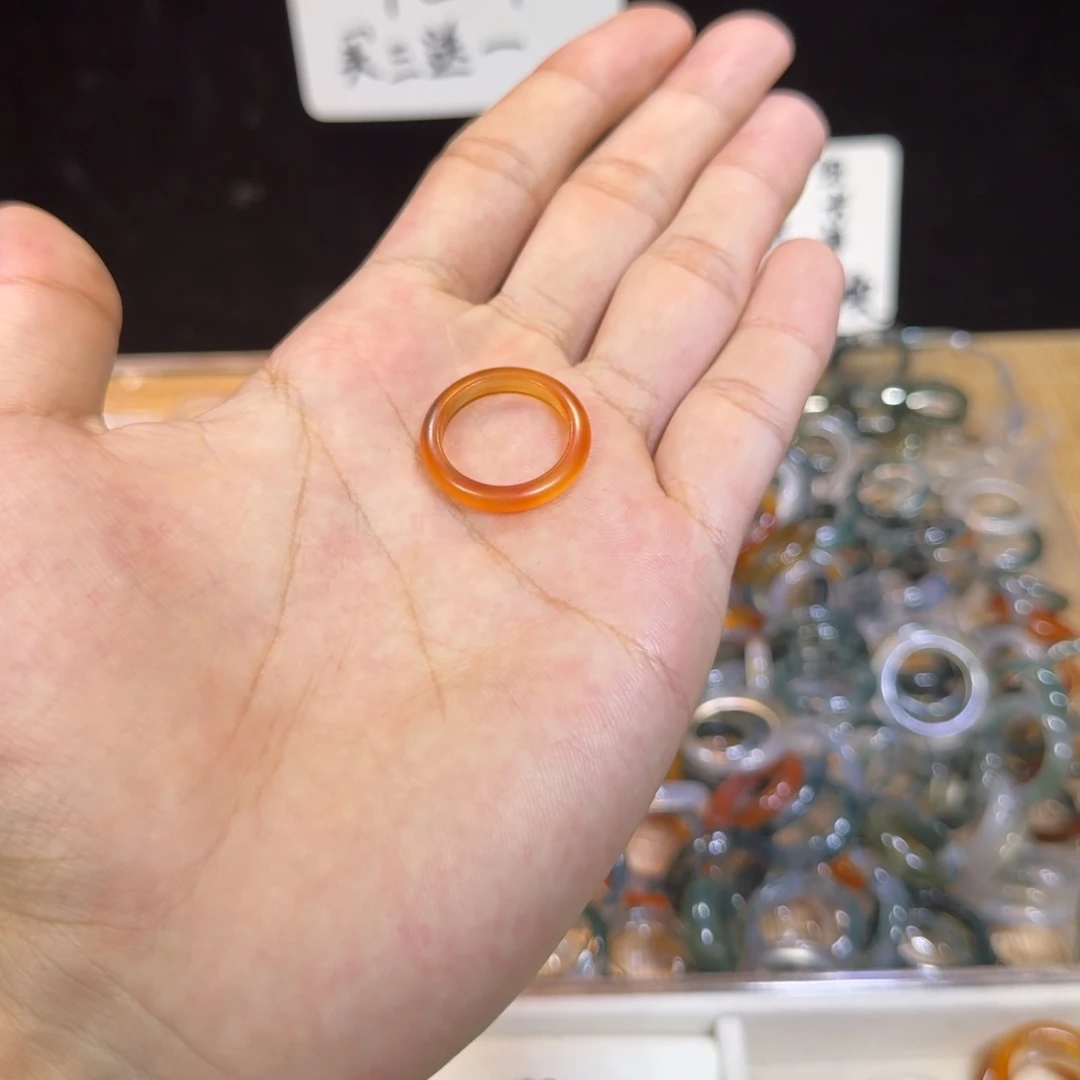 玛瑙/玉髓戒指未镶嵌56号15 圈有瑕疵看好下单