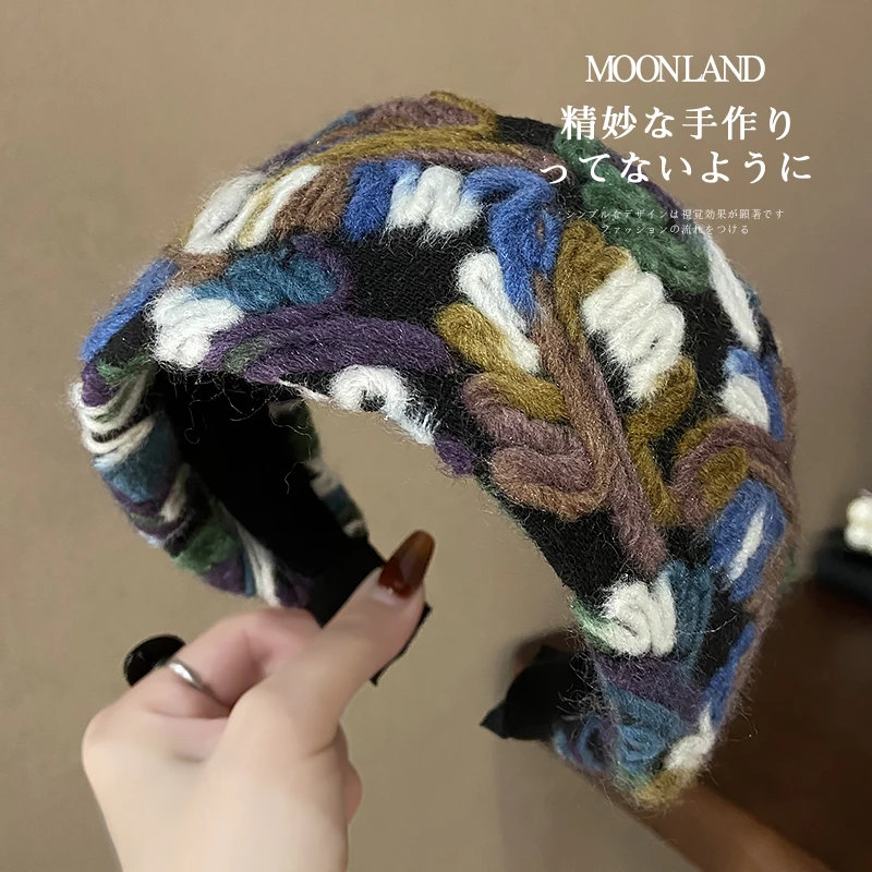 高级感气质发卡秋冬毛线发箍高颅顶显脸小压发头箍宽边洗脸头饰女