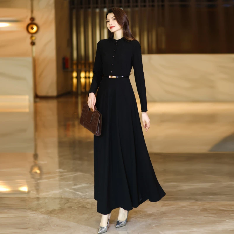 连衣裙初春2025新款时尚显瘦轻奢高级感裙子女春秋赫本风气质长裙