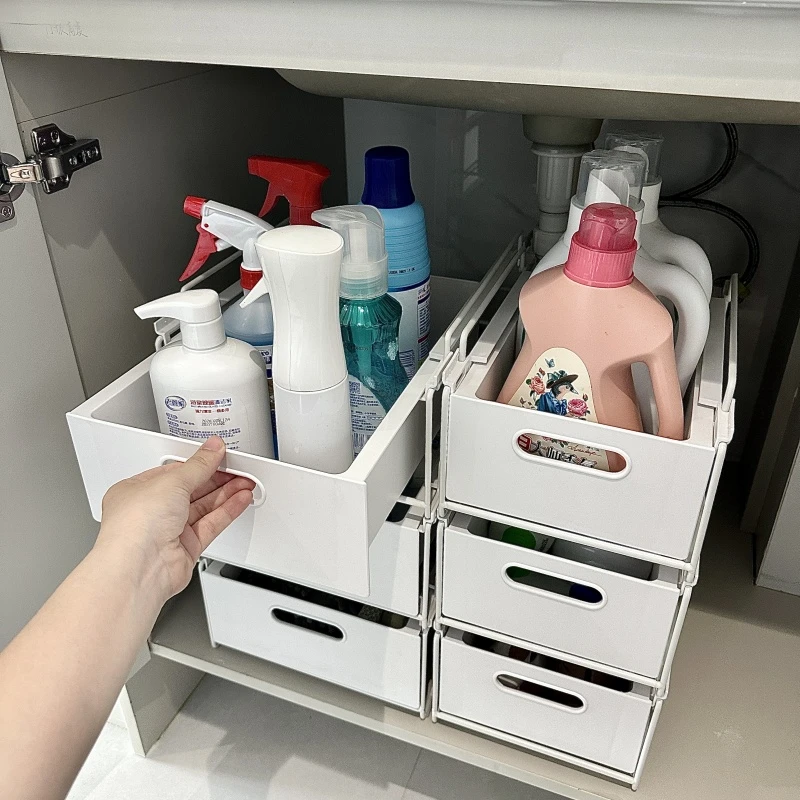 拾物造家可重叠下水槽置物架收纳整理柜内台面杂物整理抽屉式拉篮