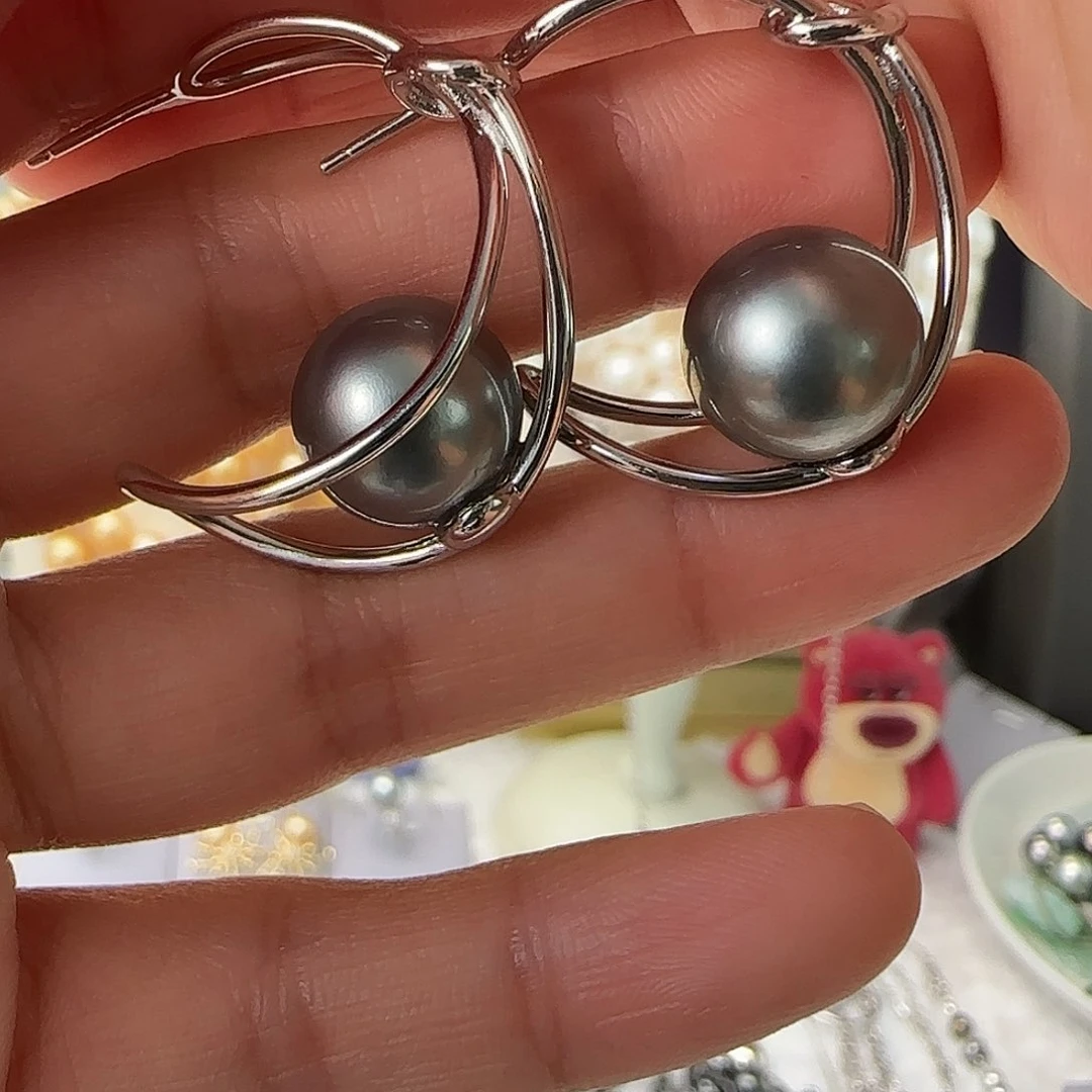 银S925镶嵌耳饰海水珍珠