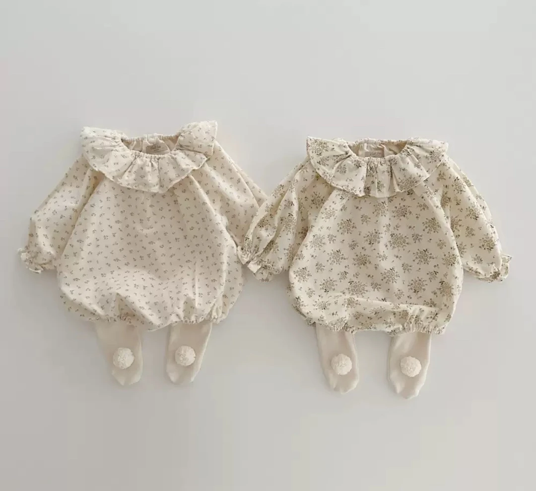 儿童外出春装韩版童装婴儿碎花包屁套装2025春季新款宝宝连体衣