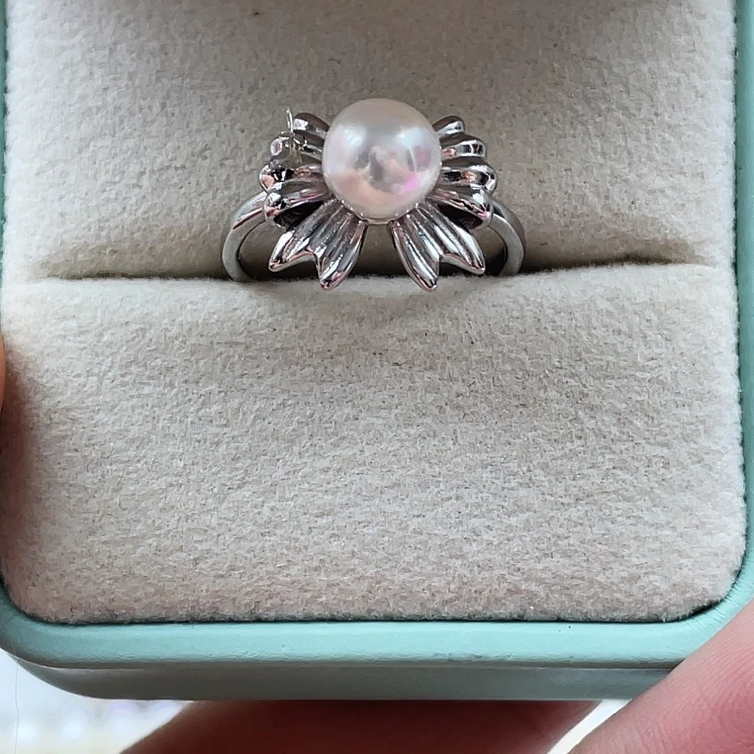 银S925镶嵌海水珍珠戒指