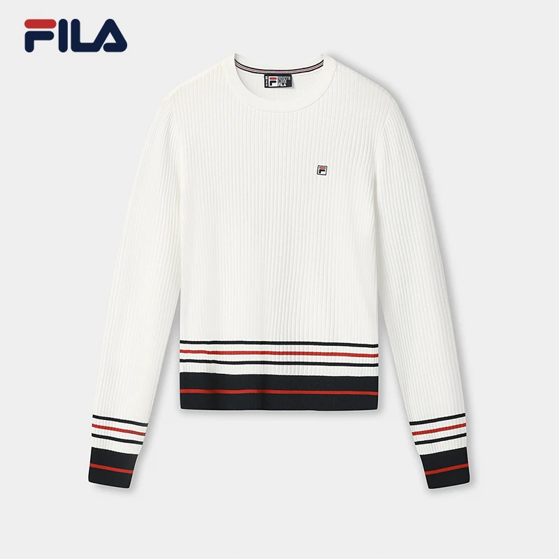 Fila/斐乐编织衫长袖运动时尚休闲女士圆领秋冬撞色F11W548408F