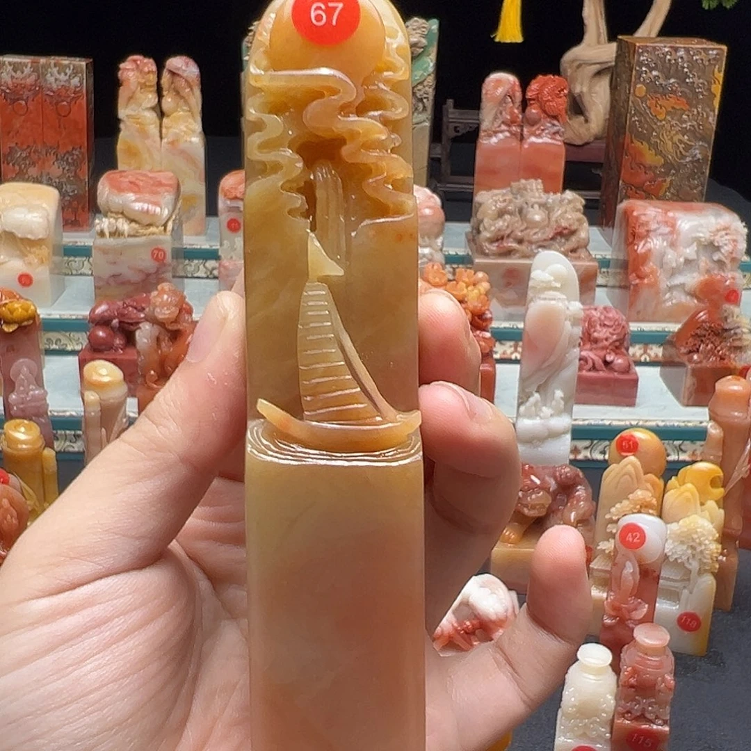 朝***拾寿山石印石手工制作
