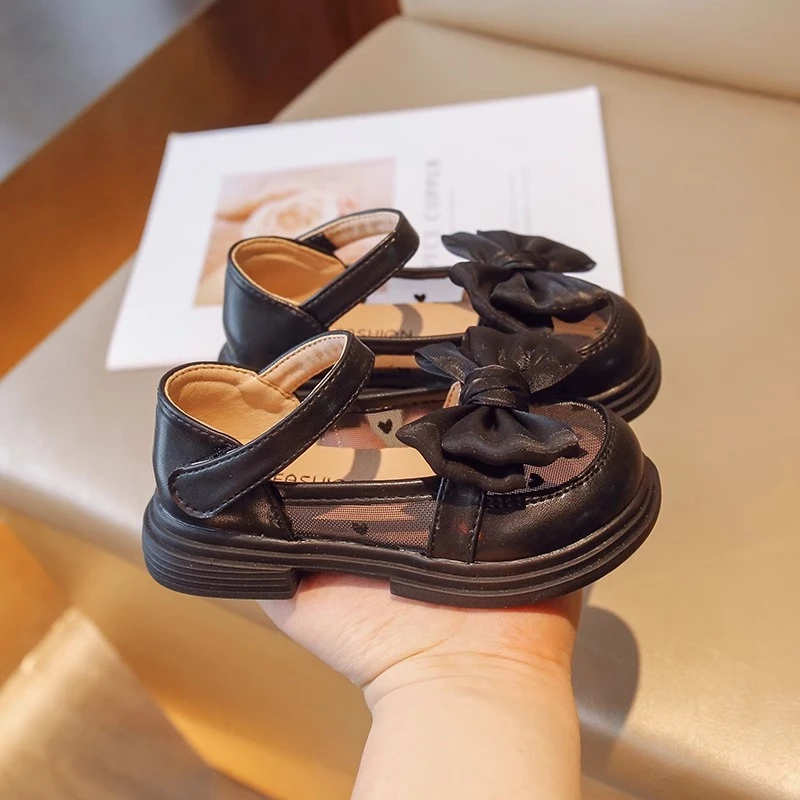 ABC女童公主鞋2025春季新款儿童皮鞋宝宝女孩小皮鞋网纱单鞋软底