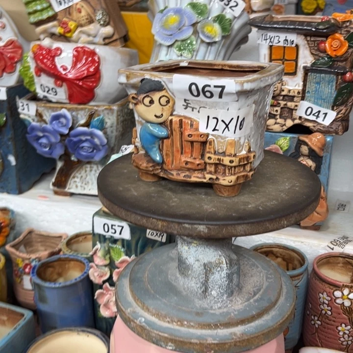 紫砂花盆粗陶材质多肉花盆发货四个