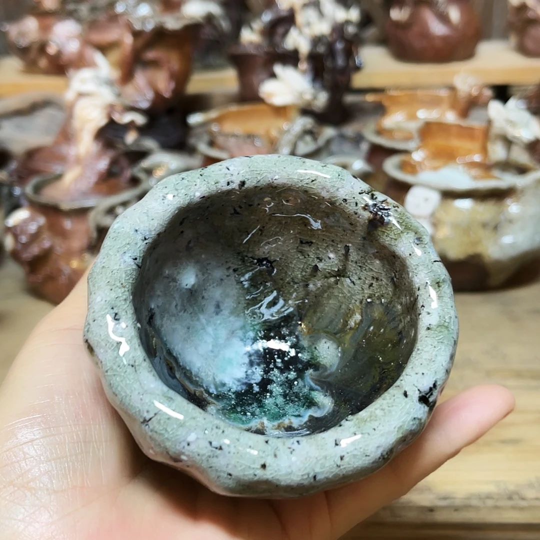 杯柴烧粗陶手捏杯