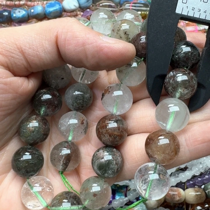 合金玛瑙/玉髓珠宝半成品一条14mm绿幽灵