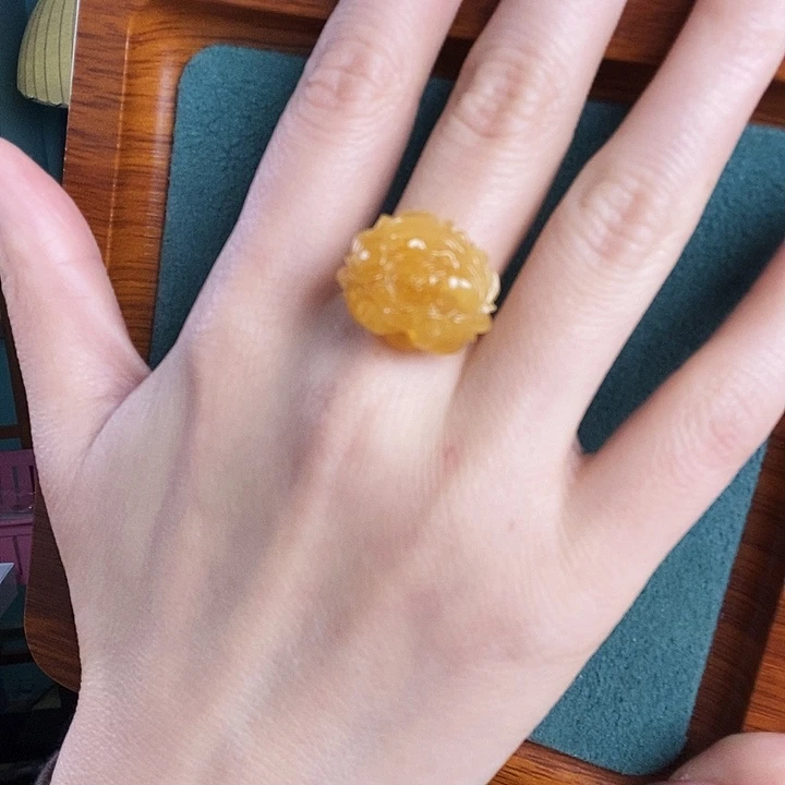 蜜蜡银S925镶嵌戒指戒指