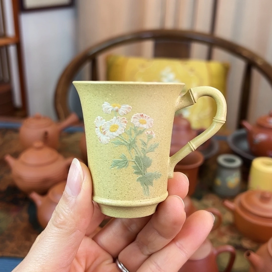 茶壶紫砂精品 手把杯 泥绘 70cc