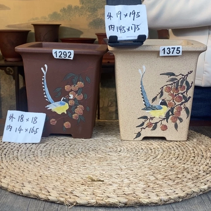 七***霞紫砂花盆   特惠紫砂彩绘荔枝1292➕1375