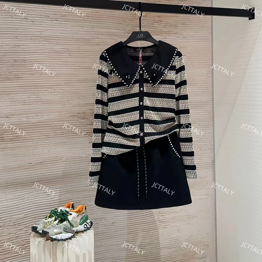 【宠粉价】休闲法式拼接休闲风秋季条纹长袖时尚套装TZ-613