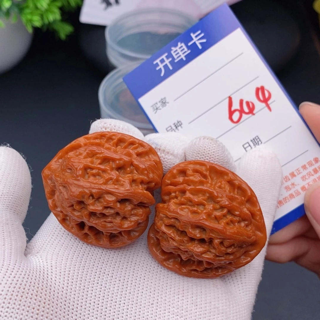 文玩核桃把件38金牛644