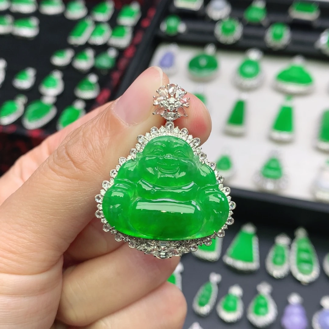 星***海翡翠18K金镶嵌吊坠(不含链)