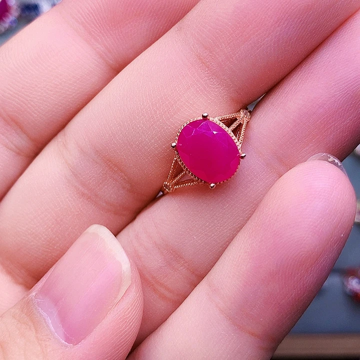 红宝石戒指银S925镶嵌