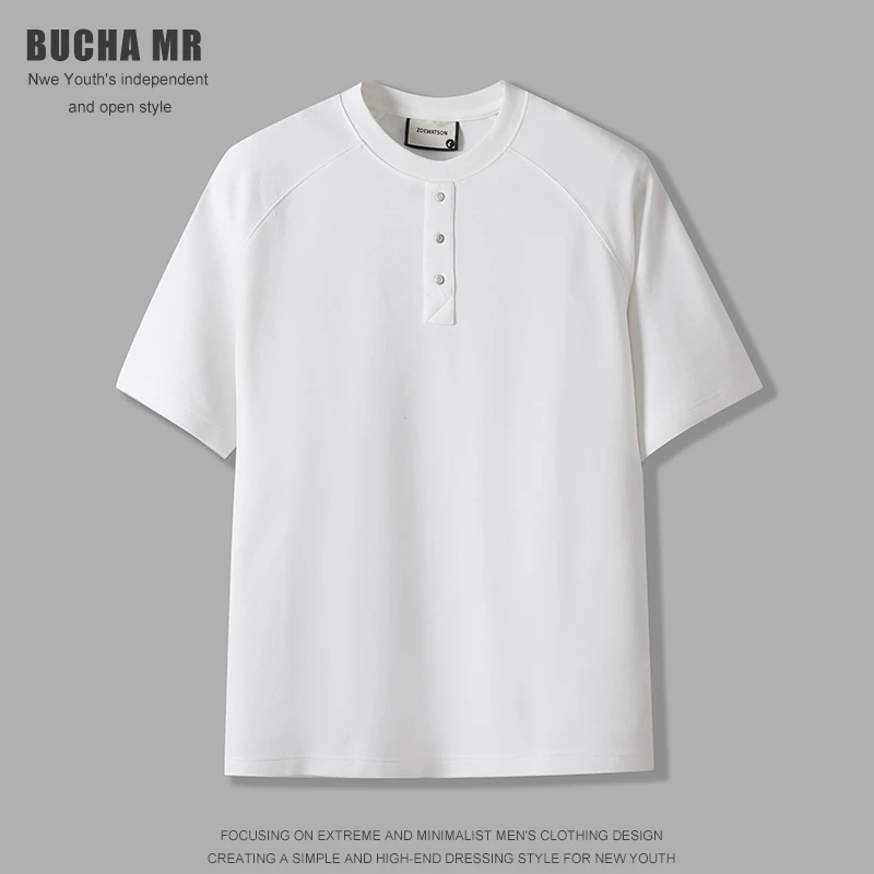 270G重磅短袖t恤男夏季美式设计感百搭宽松休闲纯色圆领透气半袖