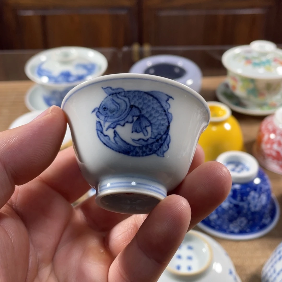 至善雅器团鱼纹小撇口杯