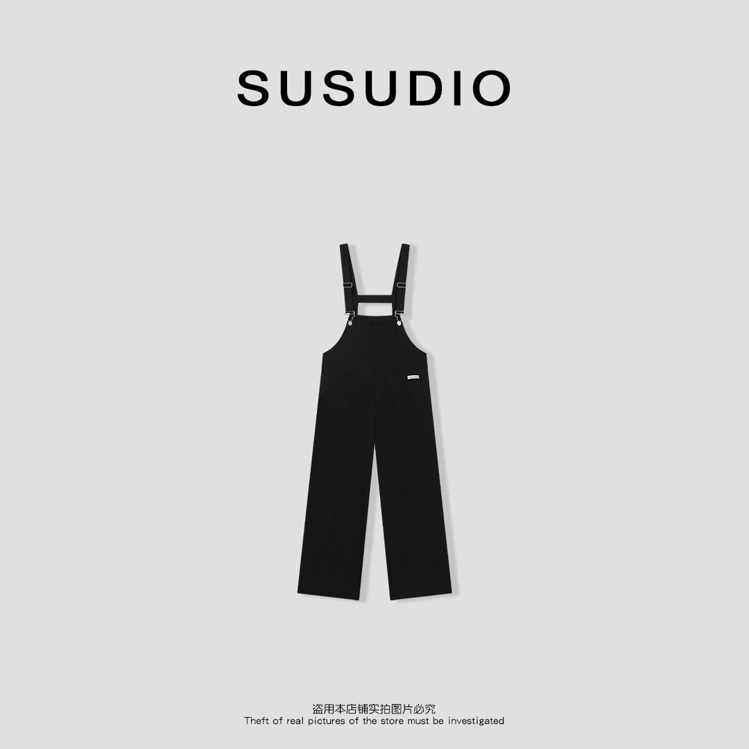 SUSUDIO 慵懒复古宽松显瘦休闲直筒工装背带裤 40464