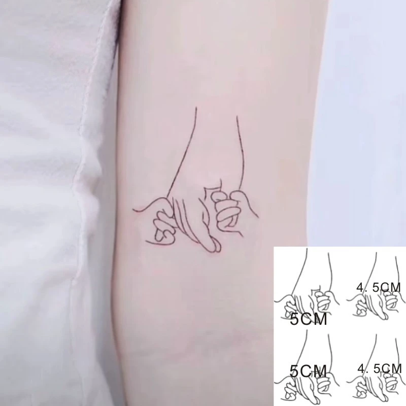 大手牵小手纹身贴母子牵手握手母爱男女防水半永久果汁草本纹身贴