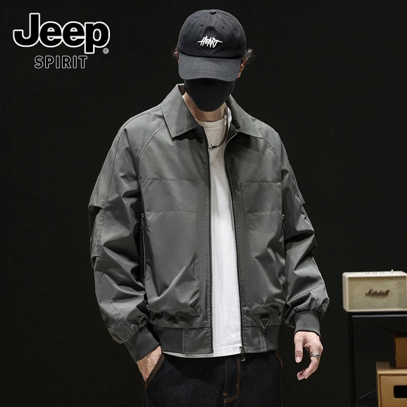 JEEPSPIRIT吉普美式潮牌飞行员夹克男士秋季百搭休闲上衣男装外套