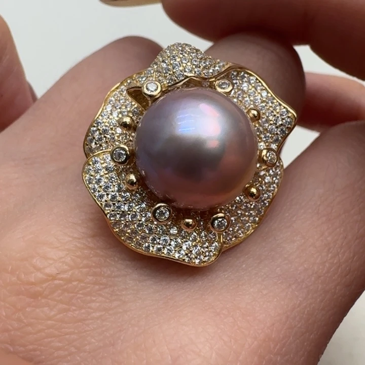 拼合珍珠（马贝珠）戒圈银S925镶嵌