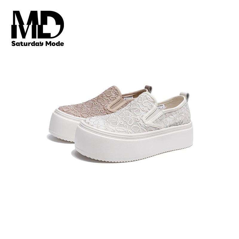 SATURDAYMODE蕾丝夏季网纱透气女鞋厚底单鞋 1104