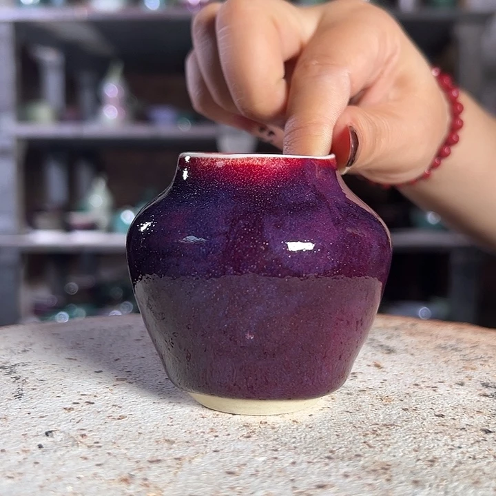 瓷片钧瓷小摆件杯子654