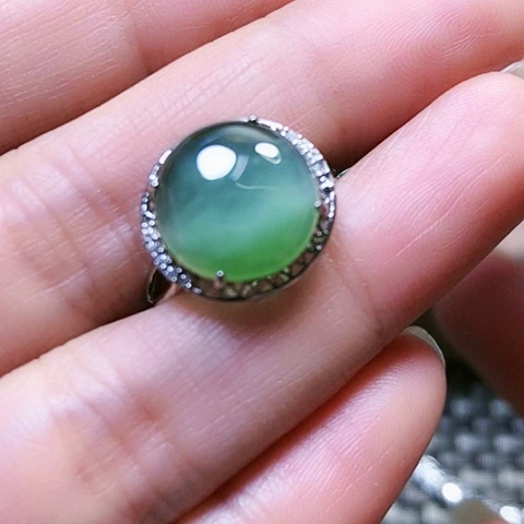 和田玉戒指银S925镶嵌