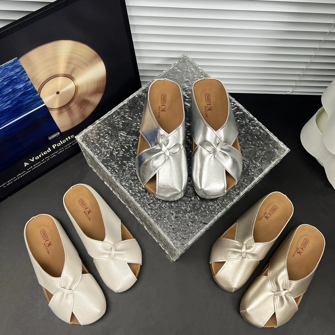 0.3纯色INS风包头平底日常包头拖复古休闲防滑海妖风时尚百搭夏季