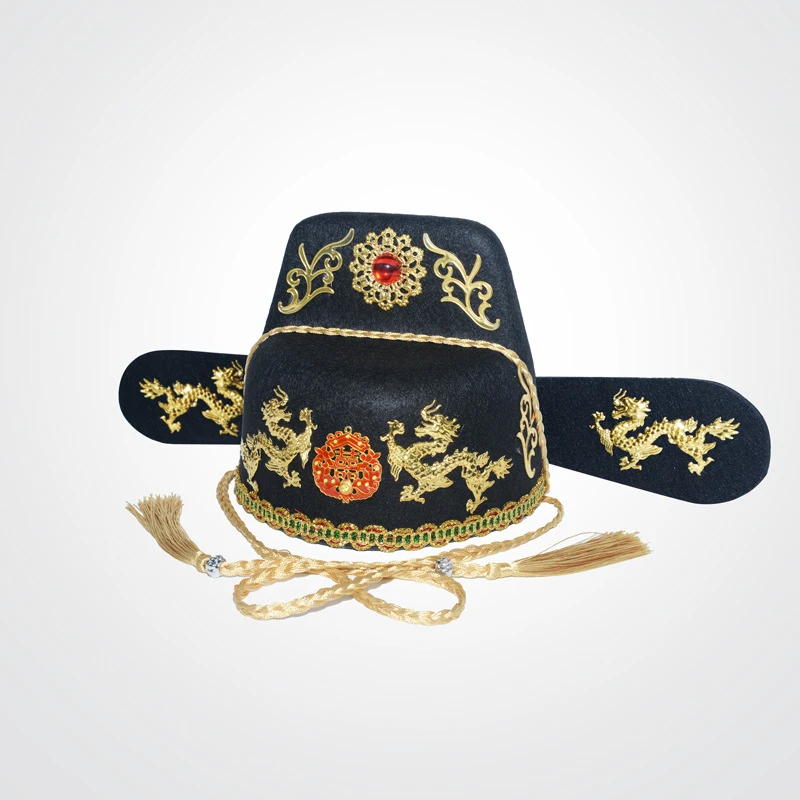 新郎官帽子婚礼喜庆龙帽影楼景区汉服帽明朝皇帝帽婚纱照摄影帽子