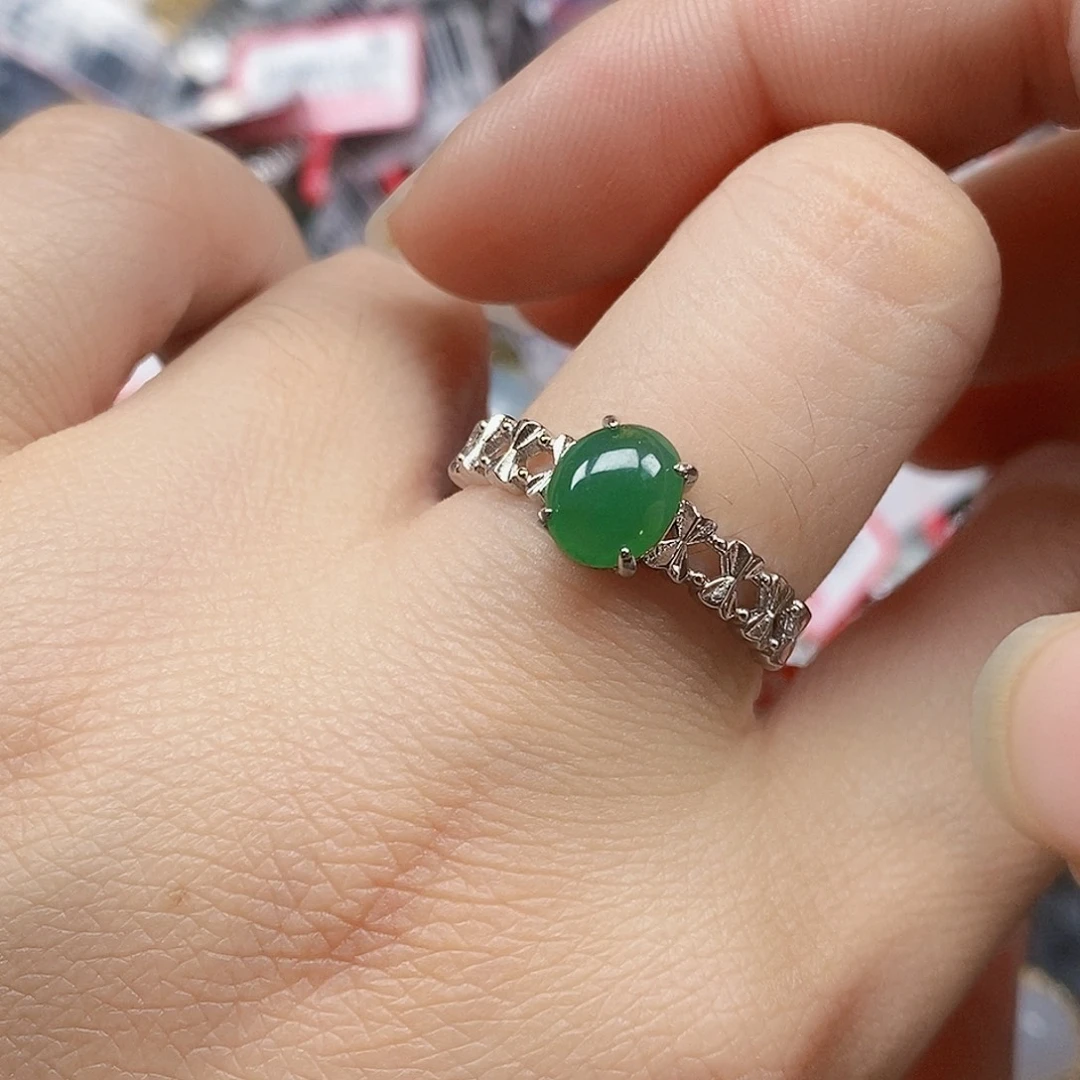 翡翠银S925镶嵌戒指