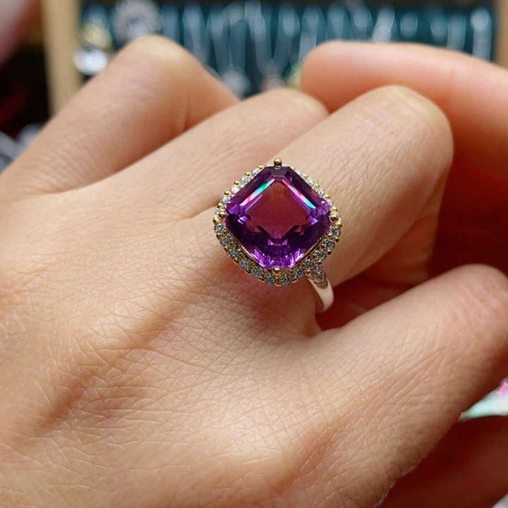 银S925镶嵌戒指水晶天然水晶戒指