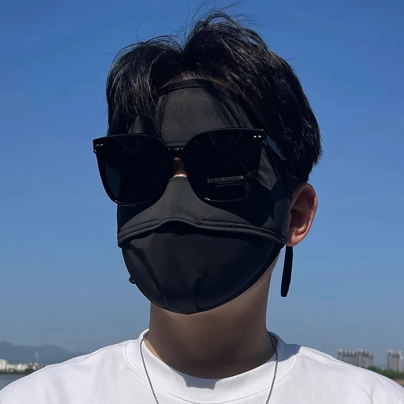 全脸防晒面罩男冰丝遮阳脸罩夏季户外开车防紫外线透气清凉脸基尼