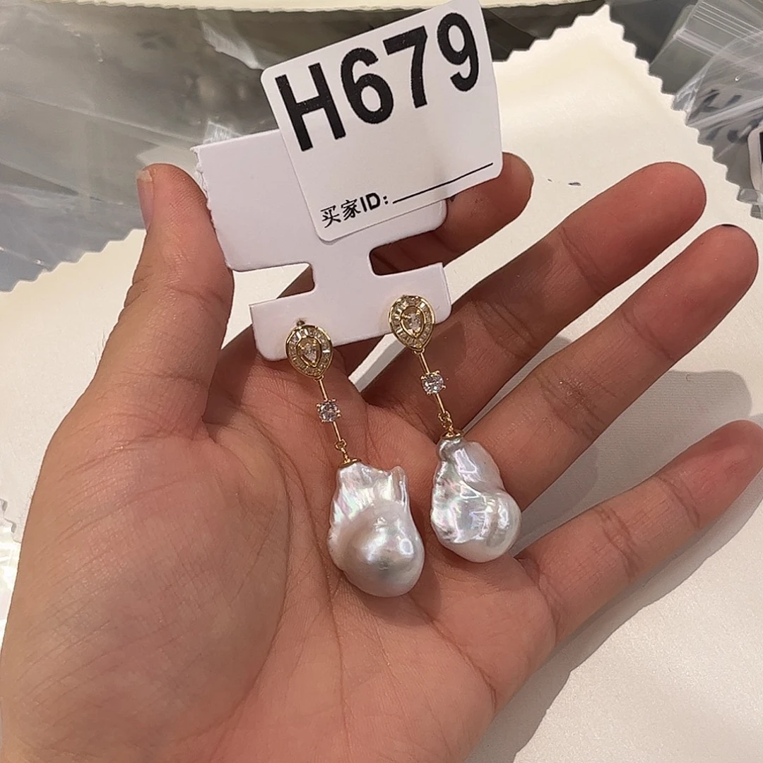 银S925镶嵌淡水珍珠耳饰