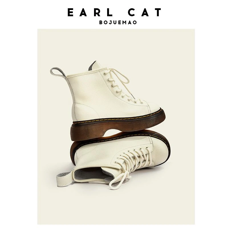 【伯爵猫】加绒英伦风百搭厚底软皮短靴子