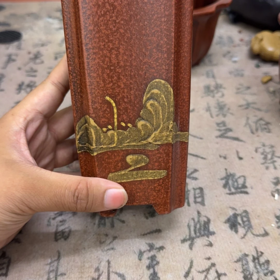 紫砂花盆7.5x17.5内经紫砂花盆