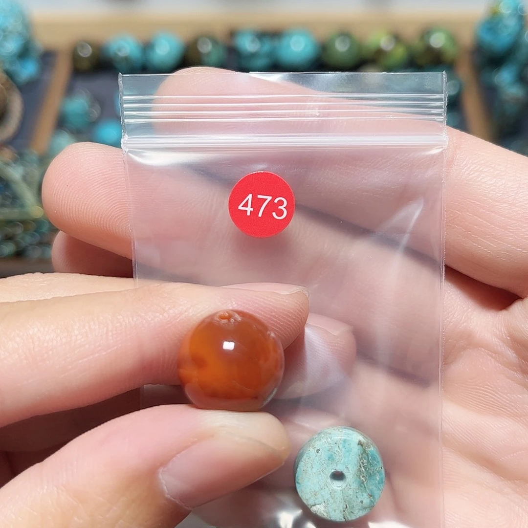 桥****玛瑙/玉髓未镶嵌圆珠桶珠老型手串！！