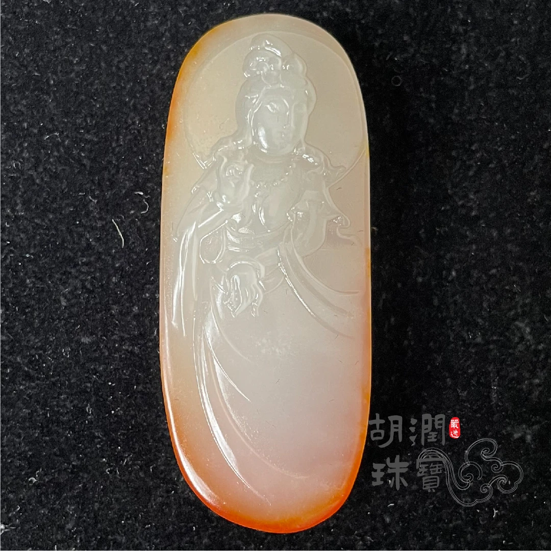 和田玉J053金衣观音佩26.17g